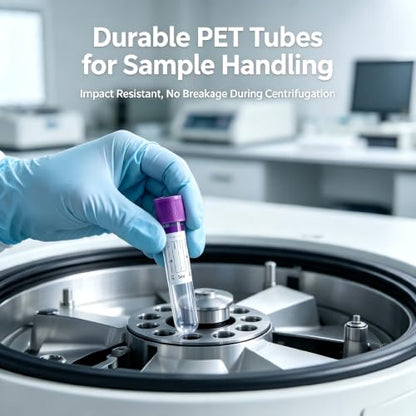 100 Pcs 5ml Plain Plastic Sample Tubes with Purple Cap for Lab Use - color: purple-5ml-100