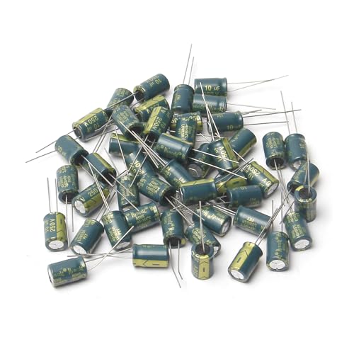 Fielect 80Pcs 10uF 250V Electrolytic Capacitor 8x12mm, Low ESR - size: 10uF 250V 8x12mm
