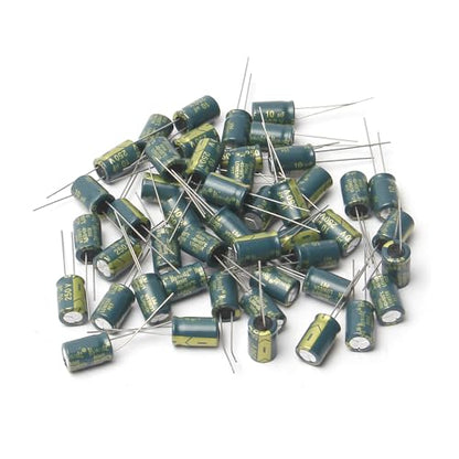 Fielect 80Pcs 10uF 250V Electrolytic Capacitor 8x12mm, Low ESR - size: 10uF 250V 8x12mm
