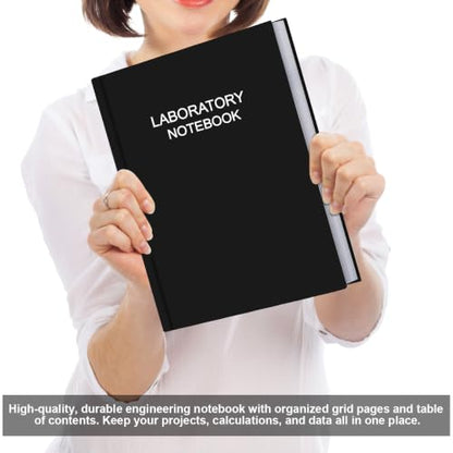Lab Notebook/Laboratory Notebook - (.25" Grid Format), Laboratory Notebook Quad Ruled Science Lab Book with Grid Pages: Table of Contents for Chemistry, Physics, Biology, 8" x 10", Black - style: Black