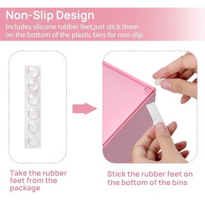 Vtopmart 4 Pack Small Clear Stackable Storage Drawers, Pink - style: Small-4pack-Pink