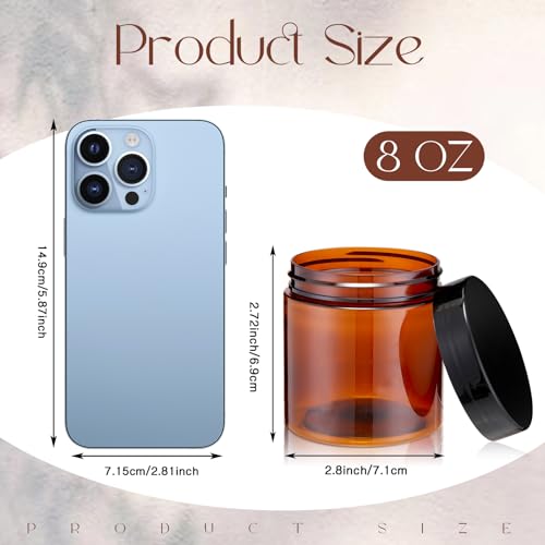 Patelai 4 Pcs Plastic Jars with Lids, Amber, 8 oz, Wide Mouth - color: Amber, size: 8 oz