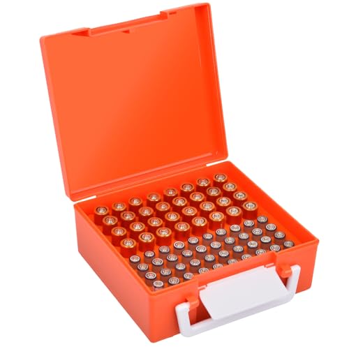 FULLCASE Battery Storage Organizer Holder Holds 72 AA AAA Batteries - color: Orange