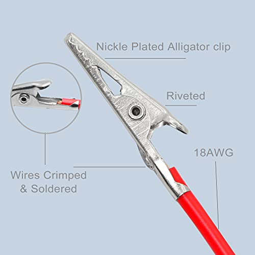 Alligator Clip Jumper Probe to DC 5.5x2.1mm Male and Female Test Wre 18AWG Adapter Red and Black Wire Alligator Clip Test Wire 50 cm for Testing The Circuit (DC Male +DC Female)