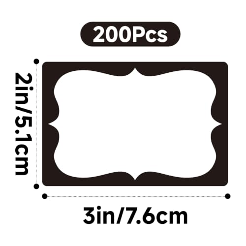 Anwyll Black Name Tag Stickers - 200 Pcs 3'' x 2'' Name Label Stickers - color: Black