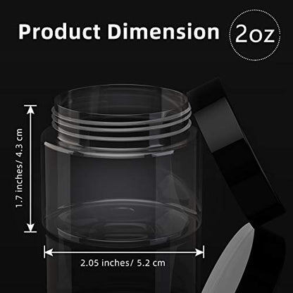 Patelai 4 Pcs Plastic Jars with Lids, Black, 2 oz, Wide Mouth - color: Black, size: 2 oz