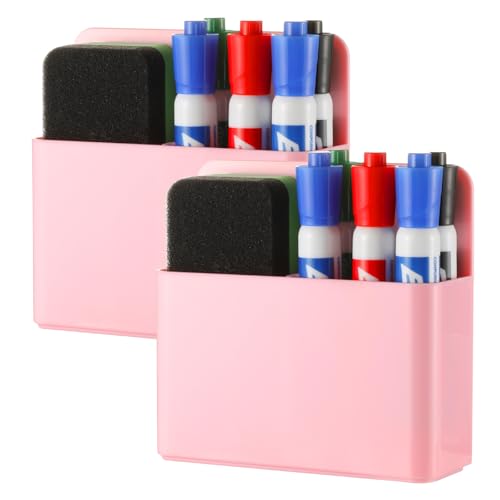 Camelmother 2Pcs Magnetic Dry Erase Marker Holder For Whiteboard Fridge - color: Pink