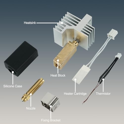 0.4mm Ceramic Hotend Print Head Extruder- for Elegoo Centauri Carbon, with 0.4mm Hardened Steel Nozzle/0.4mm Brass Nozzle+2PCS Silicone Cover Case+2PCS Nozzle Brushes - color: Hotend, size: 0.4MM Nozzles x 2