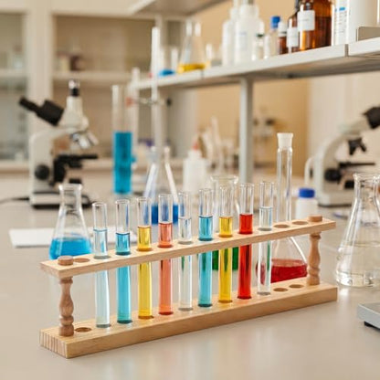 1 Pcs Wooden Test Tube Rack Accommodates 12 Tubes up to 22mm Diameter Laboratory Wood Construction Test Tube Holder