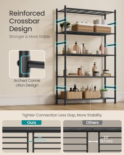 SONGMICS 5-Tier Storage Shelves, Adjustable Metal Wire Shelving Unit - size: 31.5"W, style: 5-Tier