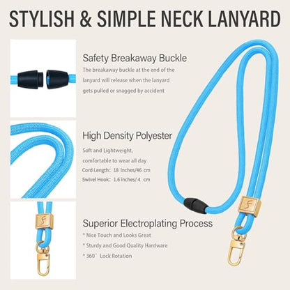 Fishent Lanyard, Cute Neck Lanyards for Keys ID Badges Holder, Keychain Key Teacher Lanyard with Safety Breakaway Buckle for Women Men, Sky Blue - color: Sky Blue