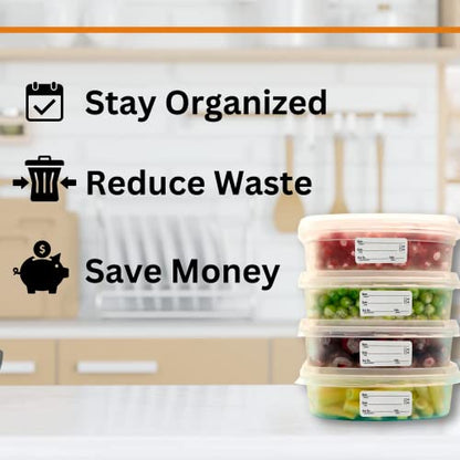 2x1 Dissolvable Food Labels, 500 Food Container Stickers, Black - color: Black, size: 500
