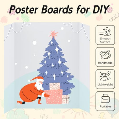 4 Pack Trifold Poster Board, 14x22 White Presentation Display Board - size: 14x22, style: 4 Pack