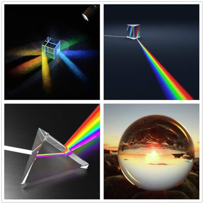 QFkris 4 Pack K9 Optical Crystal Photography Prism Set for Teaching