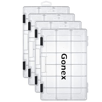 Gonex 3600 3700 Fishing Tackle Trays Lure Box with Adjustable Dividers - color: 4pcs 3600(Tray Size:10.8"x7.09"x1.65")