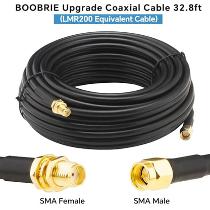 32.8Ft LMR200 Equivalent SMA Coaxial Cable SMA Male to Female Low Loss Coax Cable for 5G/6G LTE, WiFi 6E, GPS, Ham Radio, ADS-B, RF Antenna - Better Than RG58, 50 Ohm High Flexibility - size: 32.8ft