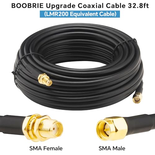 32.8Ft LMR200 Equivalent SMA Coaxial Cable SMA Male to Female Low Loss Coax Cable for 5G/6G LTE, WiFi 6E, GPS, Ham Radio, ADS-B, RF Antenna - Better Than RG58, 50 Ohm High Flexibility - size: 32.8ft