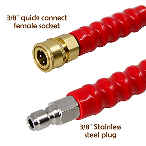 Twinkle Star 50FT Pressure Washer Hose, 3/8 Inch Quick Connect - size: 50 FT Pressure Washer Hose