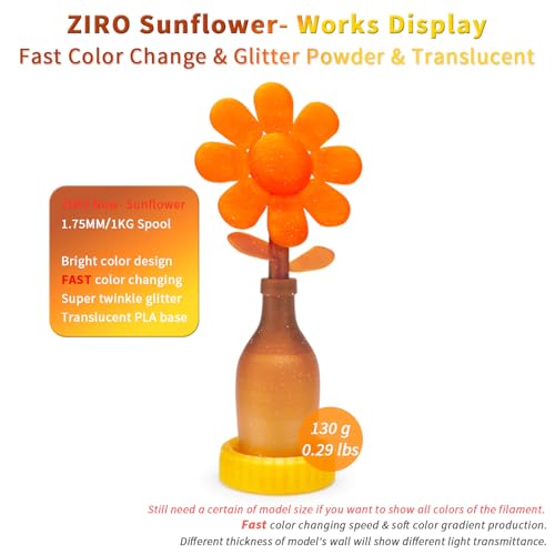 ZIRO 3D Printer Filament, Fast Color Change Twinkle Effect 1KG, Sunflower - color: Sunflower