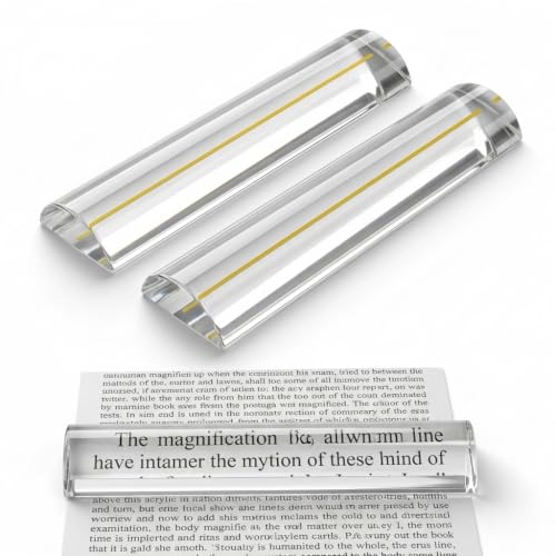 Reading Magnifier for Books, 2 Pack 2X Optical Acrylic Magnifier Bar - color: High Contrast Yellow