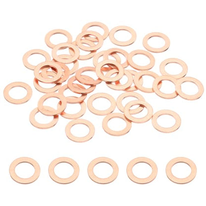 PATIKIL 35PCS M8 Copper Washers, M8x13x1mm Copper Crush Washer Metric Flat Washers Sealing Washers Assortment Kit Oil Drain Plug Gasket Ring for Automotive Battery Vehicles Screws Bolt - size: M8x13x1mm