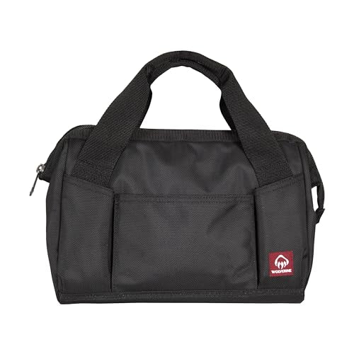 WOLVERINE Tool Bag |Tote | Utility Roll | Durable Nailhead Nylon, Adjustable Straps, and Versatile Pockets - color: Black, style: 13 Inch 21 Pocket Tote