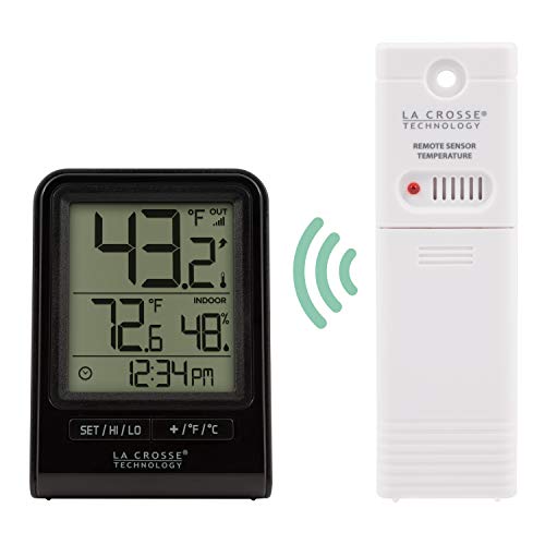 308-1409BT Digital Wireless Thermometer & HI/LO records & Humidity, 330ft - color: Black