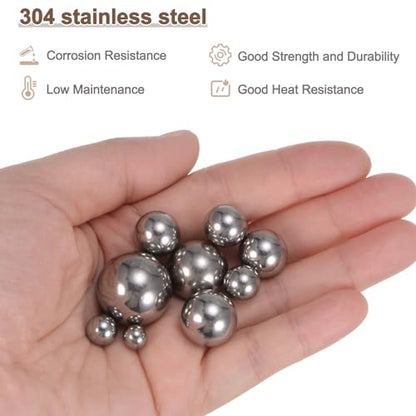 uxcell 24pcs G200 Precision Balls Assortment Kit 3/4" 5/8" 9/16" 1/2" 7/16" 3/8" 5/16" 1/4" 15/32" 304 Stainless Steel Solid Bearing Balls
