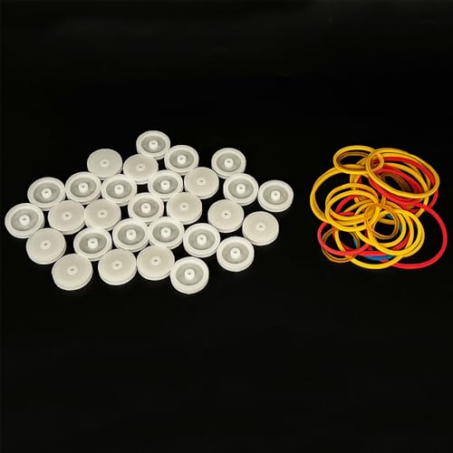 30PCS 2mm Hole Plastic Pulley Wheel Belt Pulley Drive Pulley with Rubber Band Transmission Belt Pulley Belt for DIY Model Toy RC Car Truck Robot Airplane Parts (White 19.6mm Diameter, 2mm Hole) - style: White 19.6mm diameter