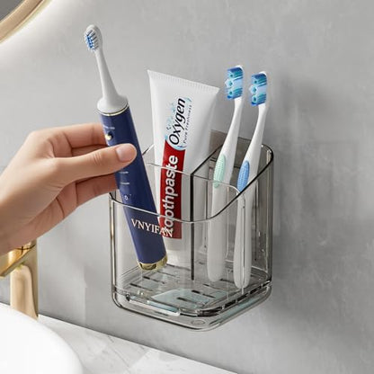 3 Slots Detachable Toothbrush Holders Wall Mounted for Bathrooms - color: Grey