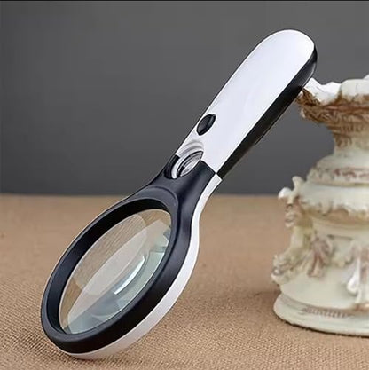 New 45x Handheld Magnifying Glass Reading Lens 3 LED Light Jewelry Loupe