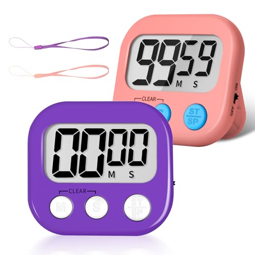 ZILLEEN Classroom Timer for Kids Teachers 2 Pack Digital Timers Pur Pk - color: Purple & Pink