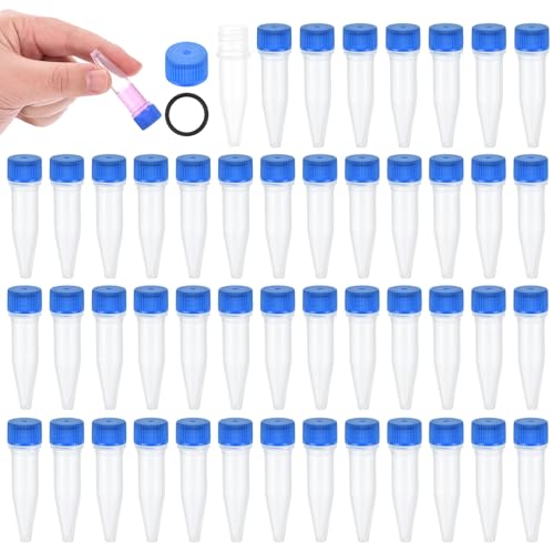 PATIKIL 1.5mL Plastic Cryogenic Vial, 48Pcs Cryogenic Storage Tube Lab Frozen Test Tube Container Storage Screw Cap for Lab Laboratory Science, Blue Clear - color: Blue