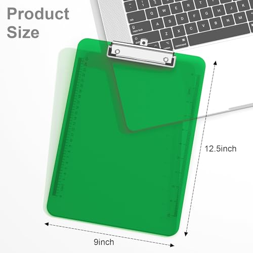 Piasoenc Plastic Clipboards, 8.5 x 11 Clip Board with Ruler,Green - color: Green