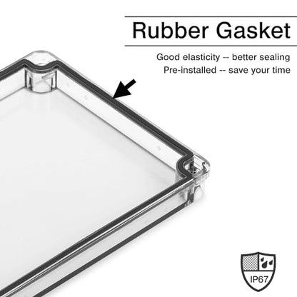 QILIPSU Outdoor Junction Box IP67 Waterproof Project Box ABS Plastic Weatherproof Electrical Enclosure Clear Cover (7.9"x7.9"x3.7" CC) - color: Clear Cover, size: 7.9"x7.9"x3.7"