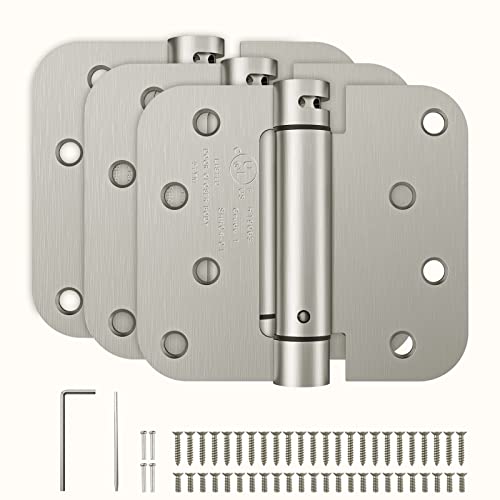 HOSOM 3 Pack Self Closing Door Hinges 4 Inch Spring Hinges, Brushed Nickel - color: Brushed Nickel-5/8'', size: 4" 3 Pack