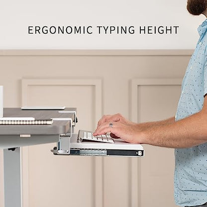 VIVO White Clamp-on 20 x 11 in Keyboard Tray, MOUNT-KB05ES-W - color: White, size: 20 inch