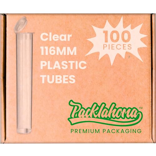 100 Pack 116mm Tubes Clear King Size - Plastic Pop Top Tubes with Squeeze Cap - Airtight, Waterpoof and Child Proof Container (100 Count) (Clear 116mm 100Pack) - color: Clear 116mm 100Pack