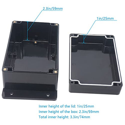 Junction Box, Zulkit Project Box Waterproof Dustproof IP65 ABS Universal Electrical Boxes Enclosure with Fixed Ear Black 6.30 x 4.33 x 3.54 inch (160 x 110 x 90 mm)(Pack of 1) - size: 6.30" x 4.33" x 3.54"(Pack of 1)