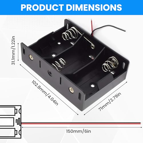 SDTC Tech 2-Pack 3 Slot D Cell Battery Holder 4.5V D Size Battery Case Box with Wire Leads - color: D Cell 3-Slot, size: D Cell Holder