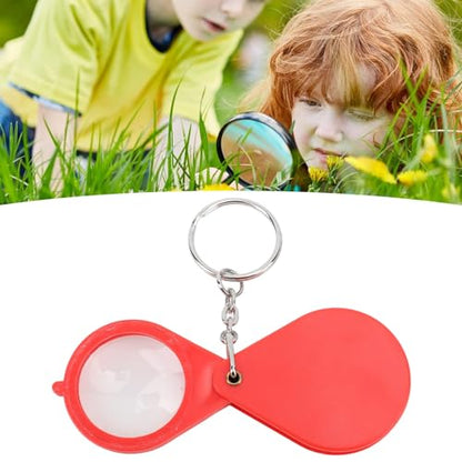 Keychain Magnifying Glass, 10X Folding 32mm - color: Red