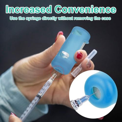 2-Pack Insulin Vial Protector Case for 10mL Short Vials - color: Blue+green
