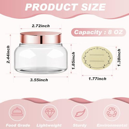24 Pack Plastic Cosmetic Jars with Lids Label, 8 oz, Rose Gold - color: Rose Gold, size: 8 oz