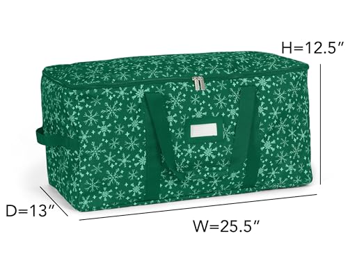 Covermates Treasurekeeper Storage Bag, Green Snowflake - color: Green Snowflake Polyester, size: 25.5W x 13D x 12.5H - Without Wheels