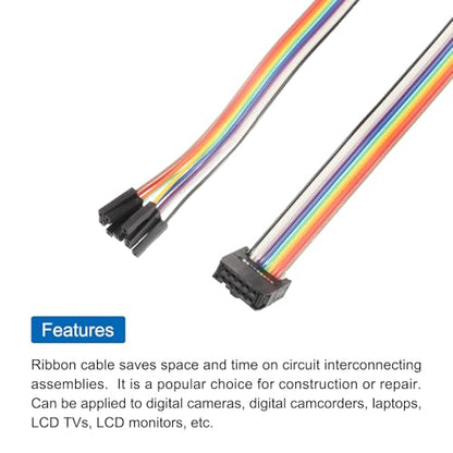 MECCANIXITY 1 Pcs IDC Rainbow Wire Flat Ribbon Cable FC-Female to 10P 39.3 Inch Length 2.54mm Pitch Breadboard Jumper Wires for Electronic Projects - size: 39.3 Inch, style: 10 Pin