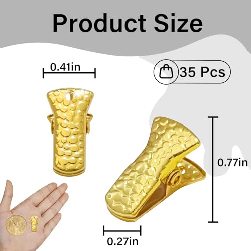35 Pack Mini Metal Alligator Clips for Crafts Non-Slip Silicone-Coated Retro DIY Badge Small Clips (Gold) - color: Gold