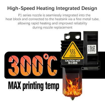 Bamboo Lab P1 Hotend Assembly Complete with Stainless Steel 0.2mm Nozzle,Ceramic Heater,Thermistor, Cooling Fan,Silicone Sock for P1S P1P 3D Printer Extruder Heating Block Replacement - size: 0.2MM, style: P1 Series