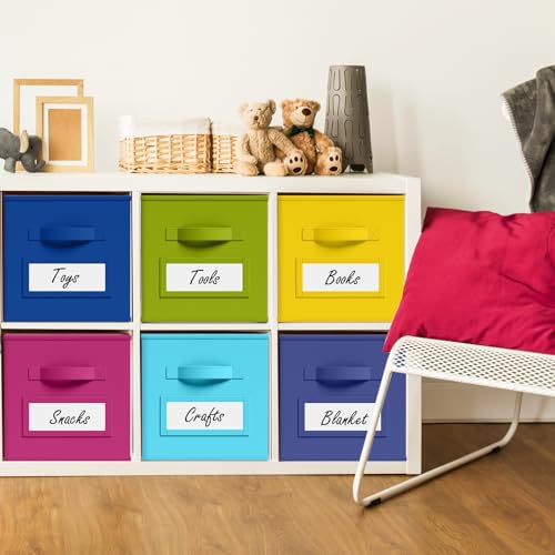 10 Pack Fabric Storage Cubes with Label 11" Collapsible Cube Bins, Candy - color: Candy, size: 11 Inch