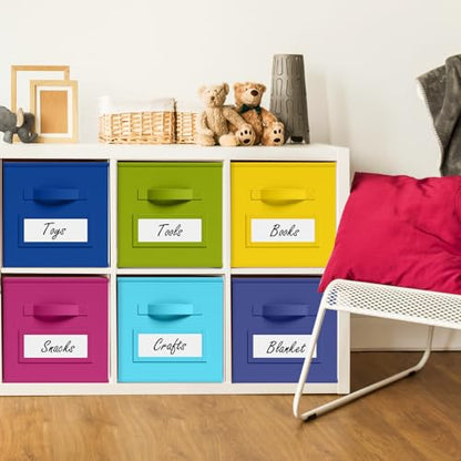 10 Pack Fabric Storage Cubes with Label 13" Collapsible Cube Bins, Candy - color: Candy, size: 13 Inch
