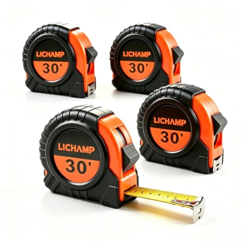 Lichamp 4 Pack 30ft EasyRead Retractable Tape Measure Metric/Fractional